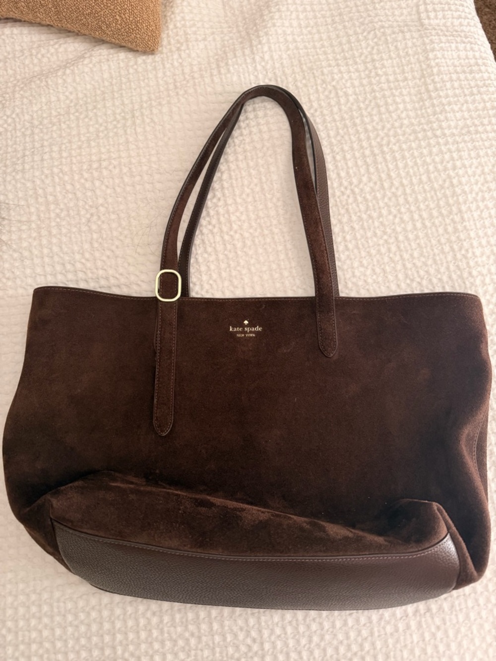 kate spade Brown Suede and Leather-Trim Tote